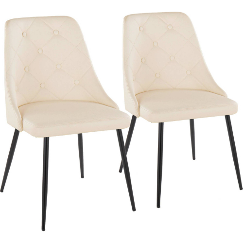Giovanni Dining Accent Chair in Black Metal & Cream Leatherette (Set of 2)